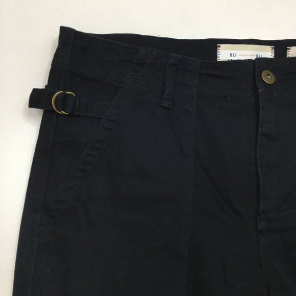 HEI HEI Anthropologie Black Buckle Belt Waist Tapered Leg Jeans - Picture 5 of 11